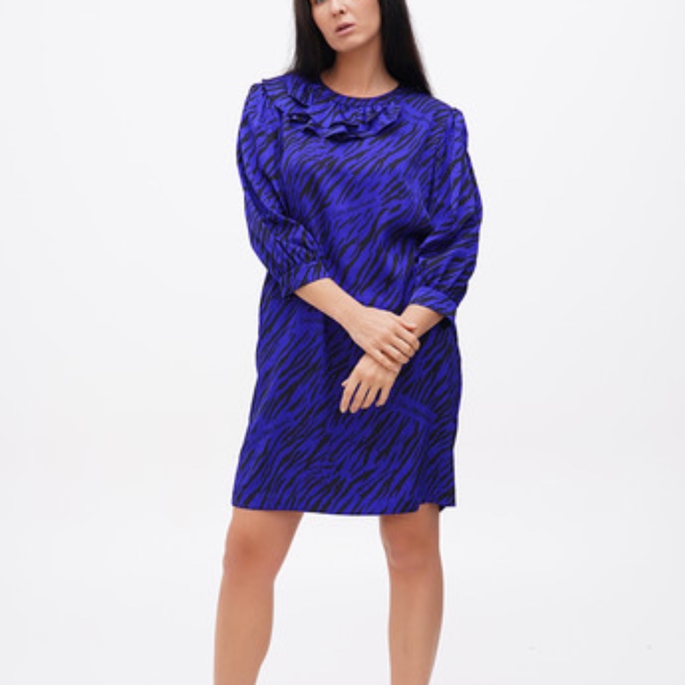 Love Moschino Zebra Print Mini Dress in Blue and Black